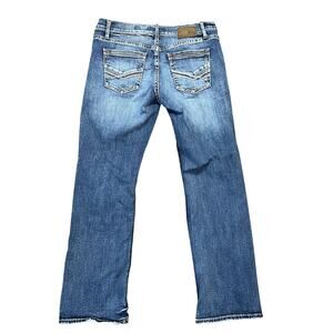 BKE Carter Bootcut Jeans Mens 36 Blue Denim Thick Stitch Western Cowboy